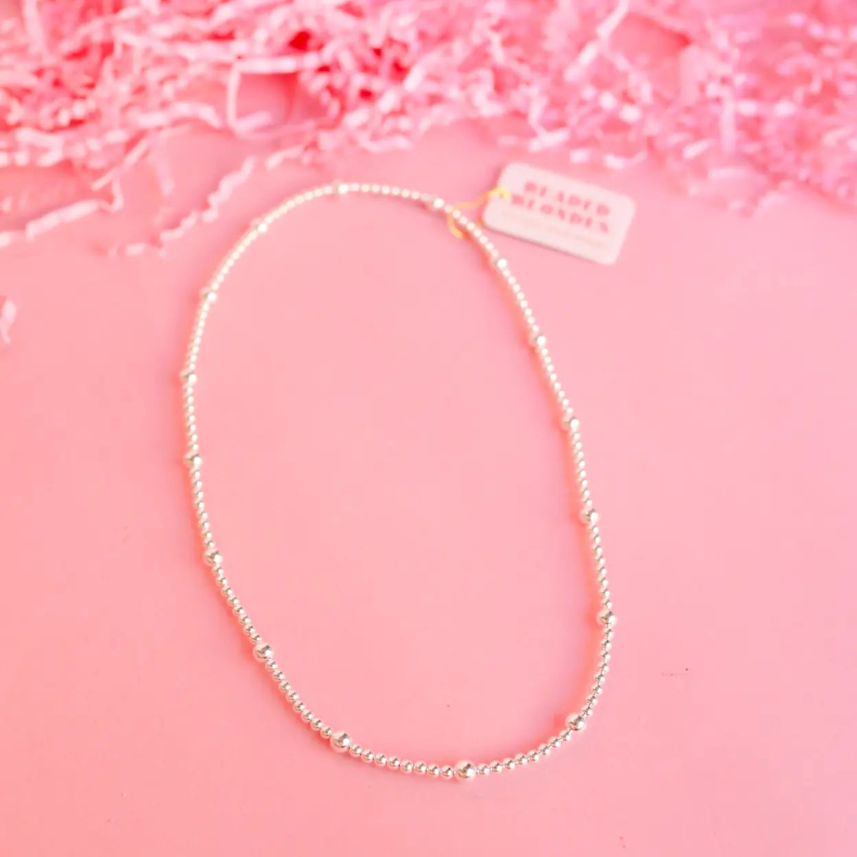 BB Silver Beaded Necklace